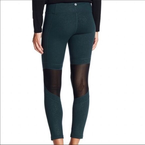 Nanette Lepore 7/8 leggings size medium gorgeous green with black mesh - Picture 1 of 7